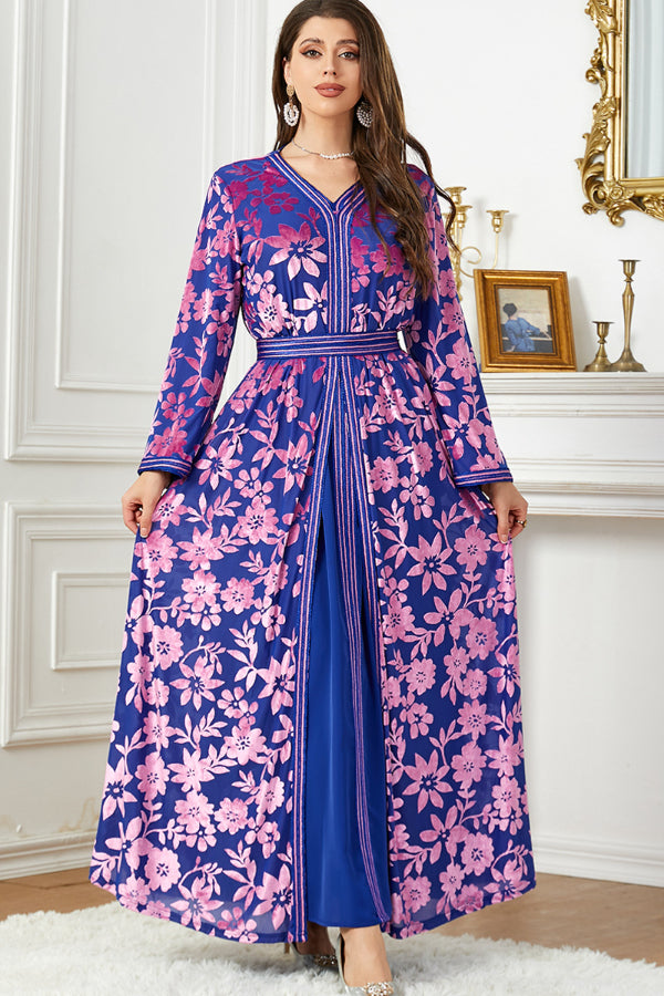 Velvet Printed Two-Piece Dress