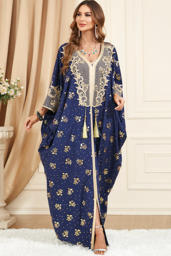 Patchwork Batwing Tassel Dress