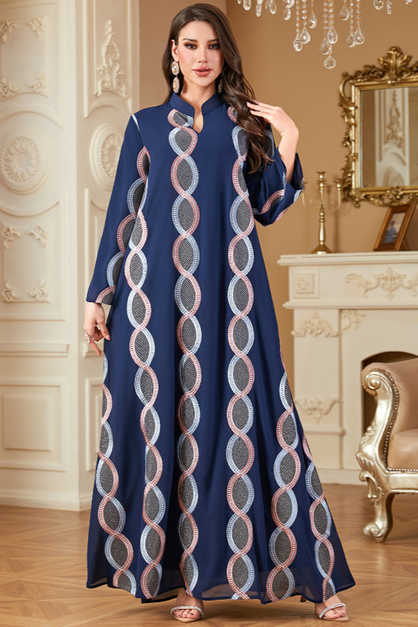 Embroidered Maxi Abaya Dress