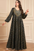 Foil Embroidered Abaya Dress