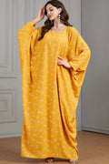 Yellow Printed Batwing Dress