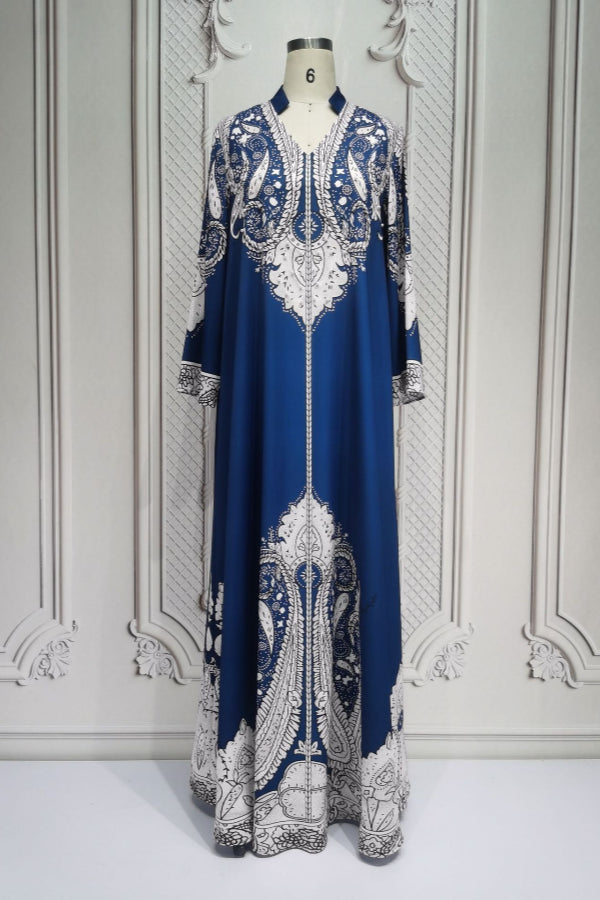 Beaded Printed Abaya Dress