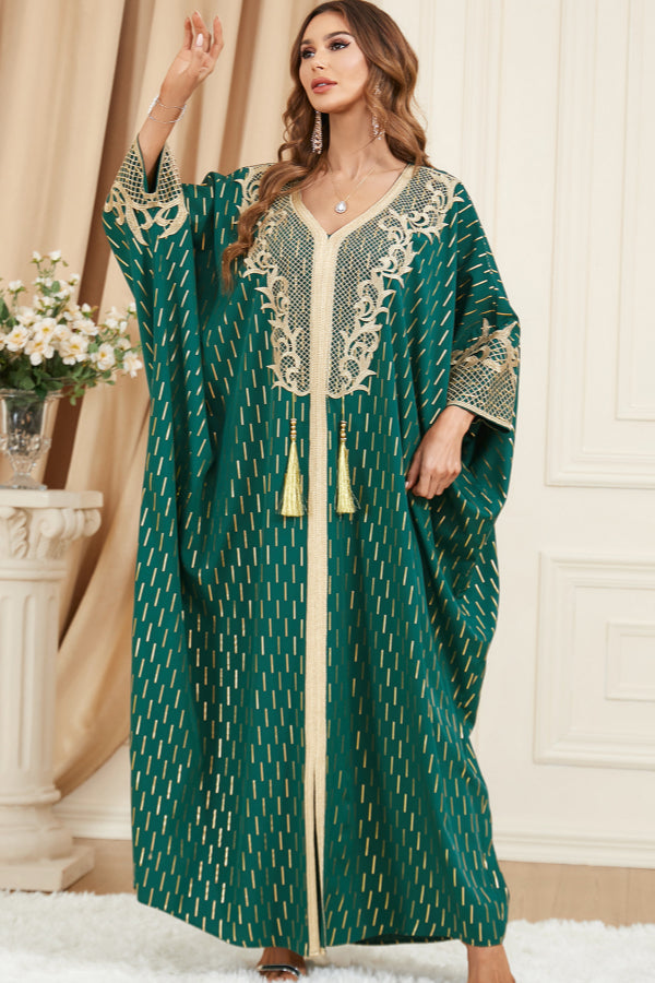 Green Foil Batwing Dress