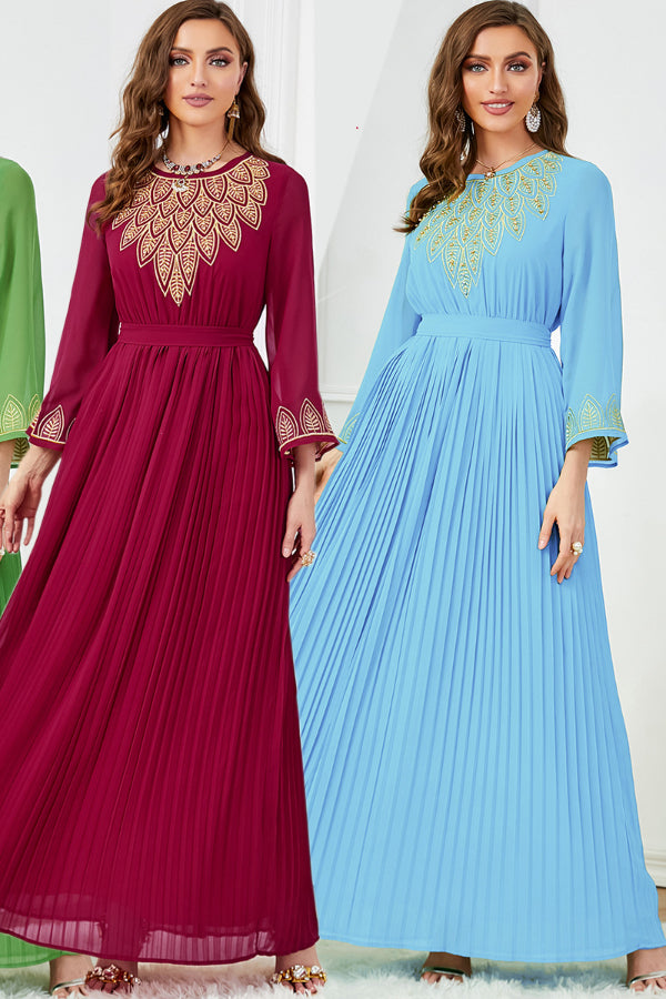 Pleated Beaded Embroidered Abaya