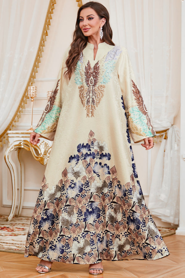 Printed Maxi Abaya Dress