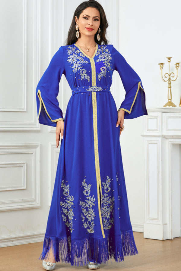 Tassel Embroidered Beaded Abaya