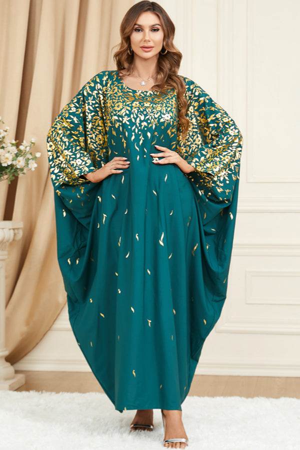 Green Foil Batwing Dress