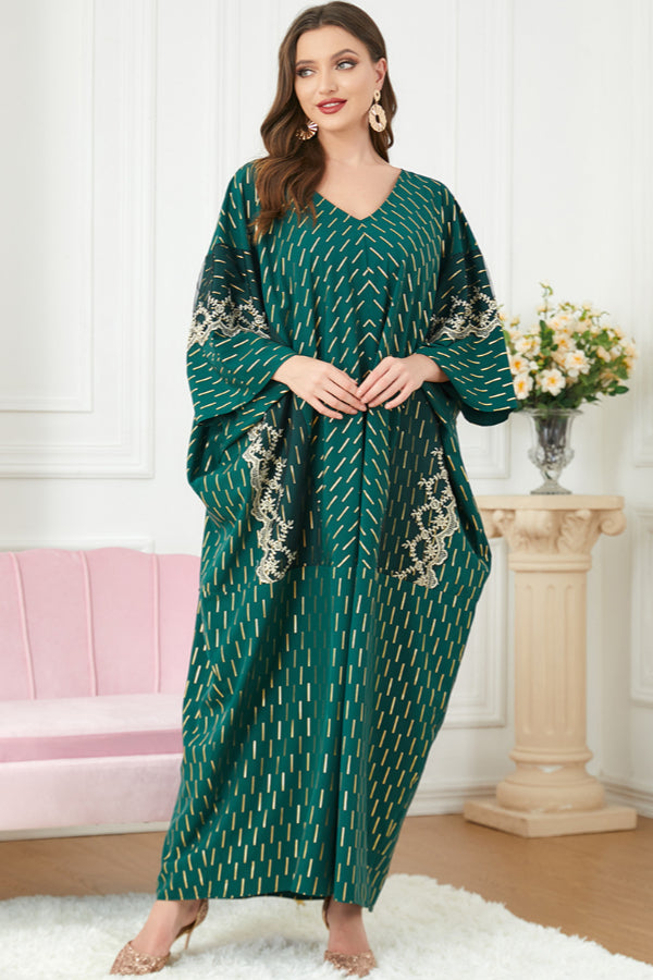 Foil Lace Embroidered Abaya