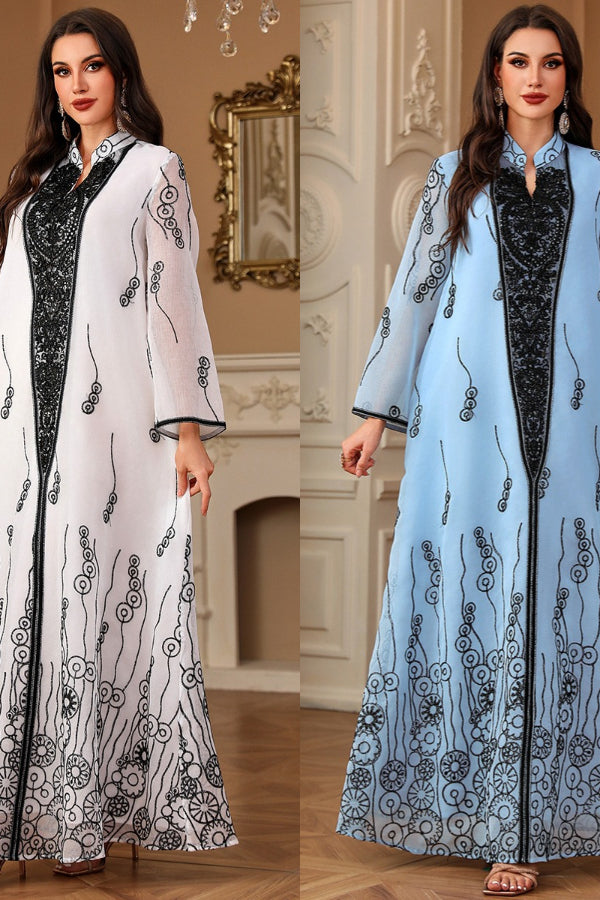 Applique Sequin Abaya Dress