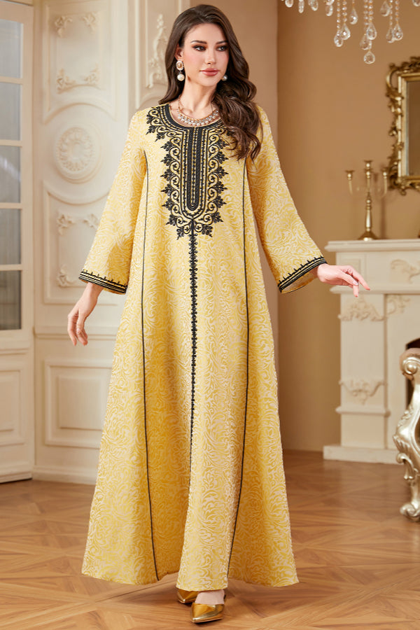 Jacquard Embroidered Abaya Dress
