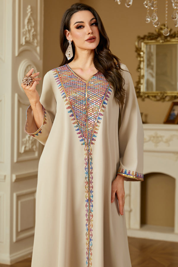 Sequin Embroidered Abaya Dress