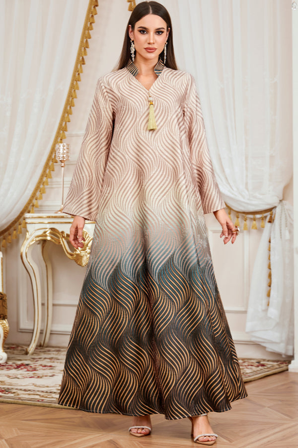Elegant Printed Abaya Dress