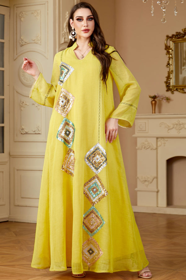 Sequin Long Sleeve Abaya