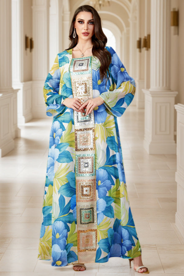 Sequin Patchwork Abaya Dress