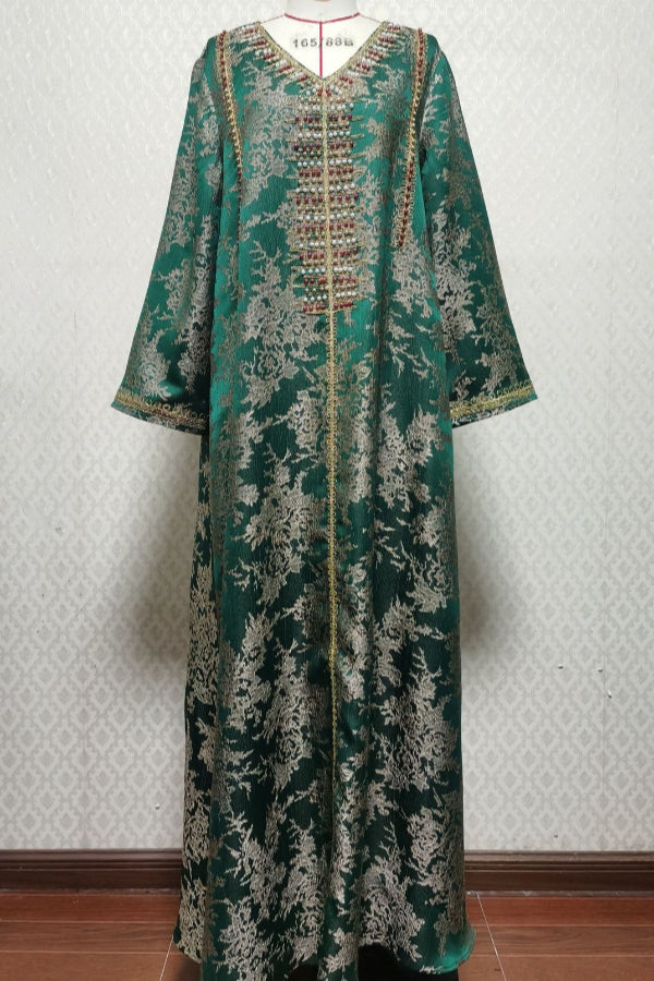 Beaded Jacquard Abaya Dress