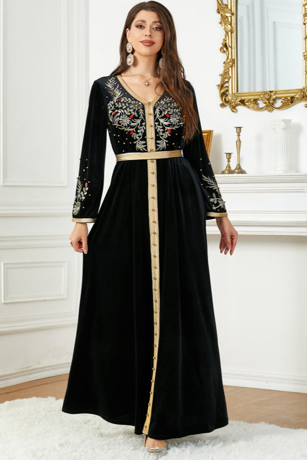 Velvet Beaded Embroidered Gown