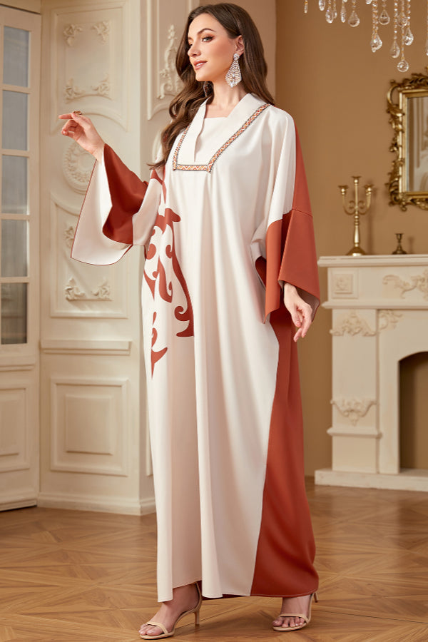 Colorblock Batwing Abaya Dress