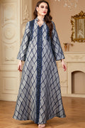 Jacquard V-Neck Abaya Dress