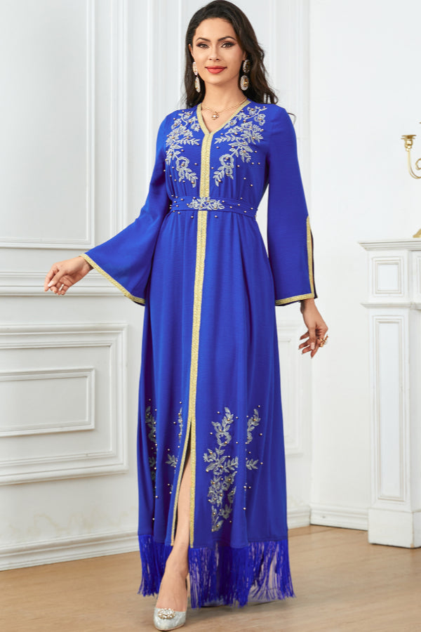 Tassel Embroidered Beaded Abaya