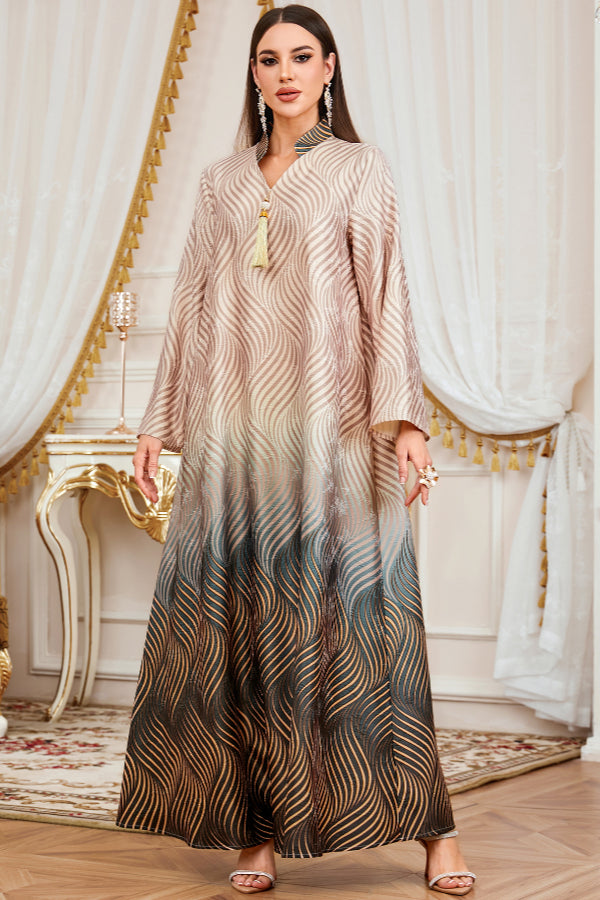 Elegant Printed Abaya Dress