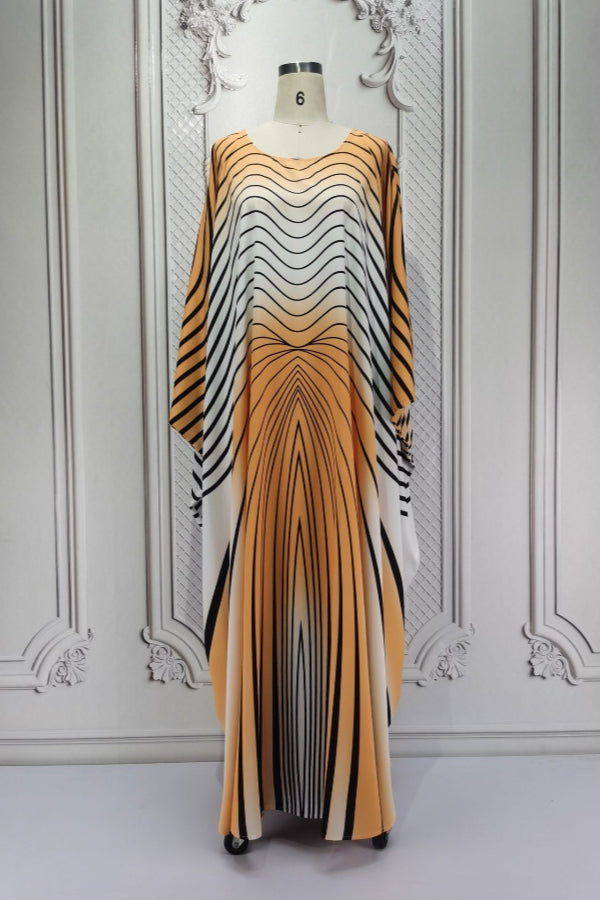 Printed Batwing Abaya Dress