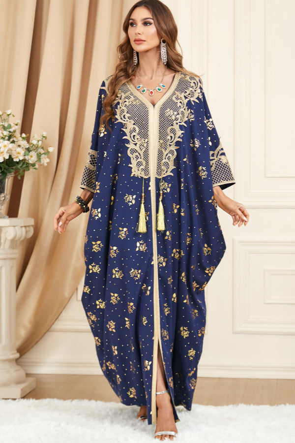 Patchwork Batwing Tassel Dress