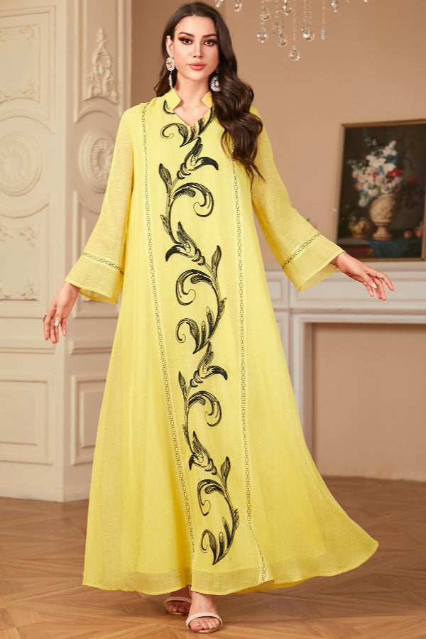 Elegant Embroidered Abaya Dress