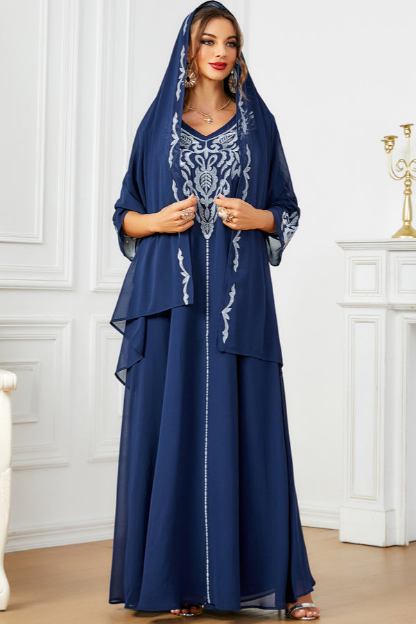 Embroidered Abaya With Hijab