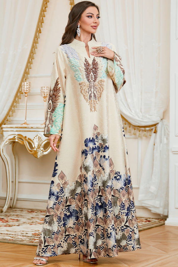 Printed Maxi Abaya Dress