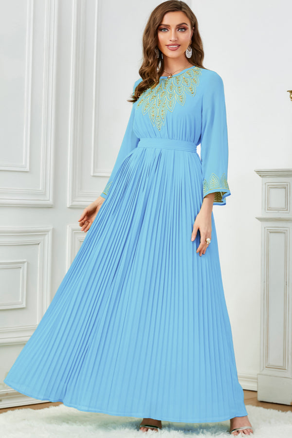 Pleated Beaded Embroidered Abaya