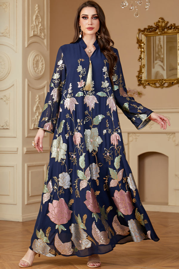 Sequin Tassel Abaya Dress