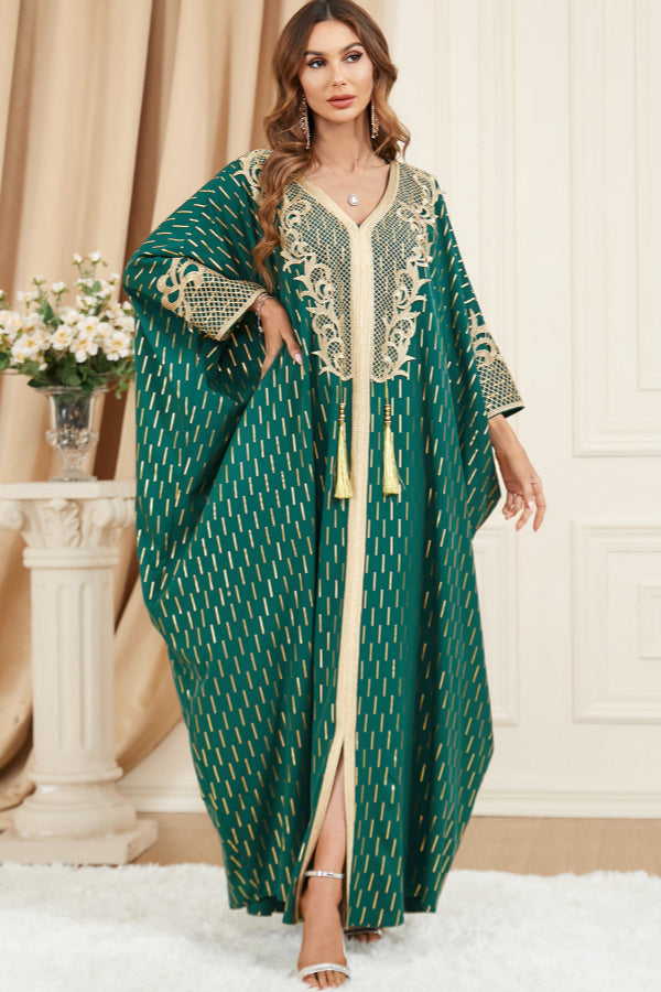 Green Foil Batwing Dress