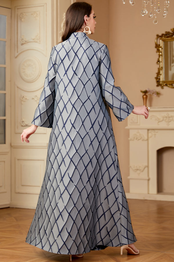 Jacquard V-Neck Abaya Dress