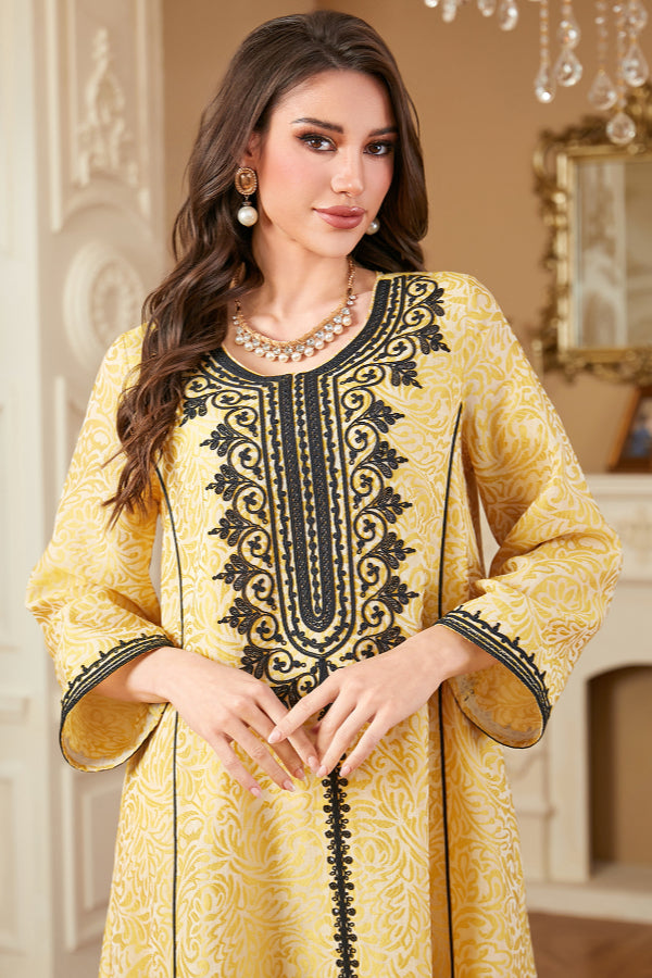 Jacquard Embroidered Abaya Dress