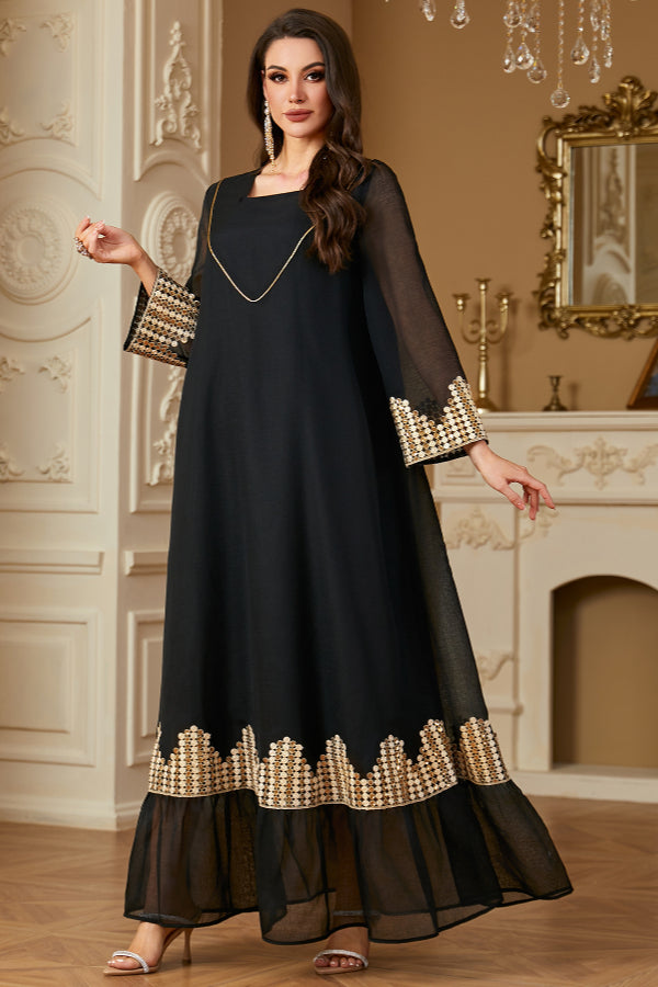 Casual Patchwork Abaya Dress