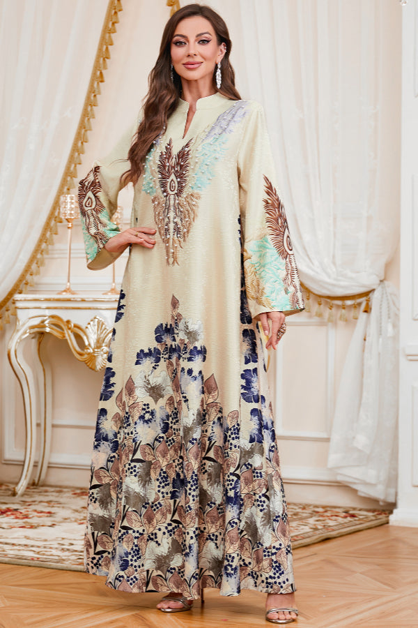 Printed Maxi Abaya Dress