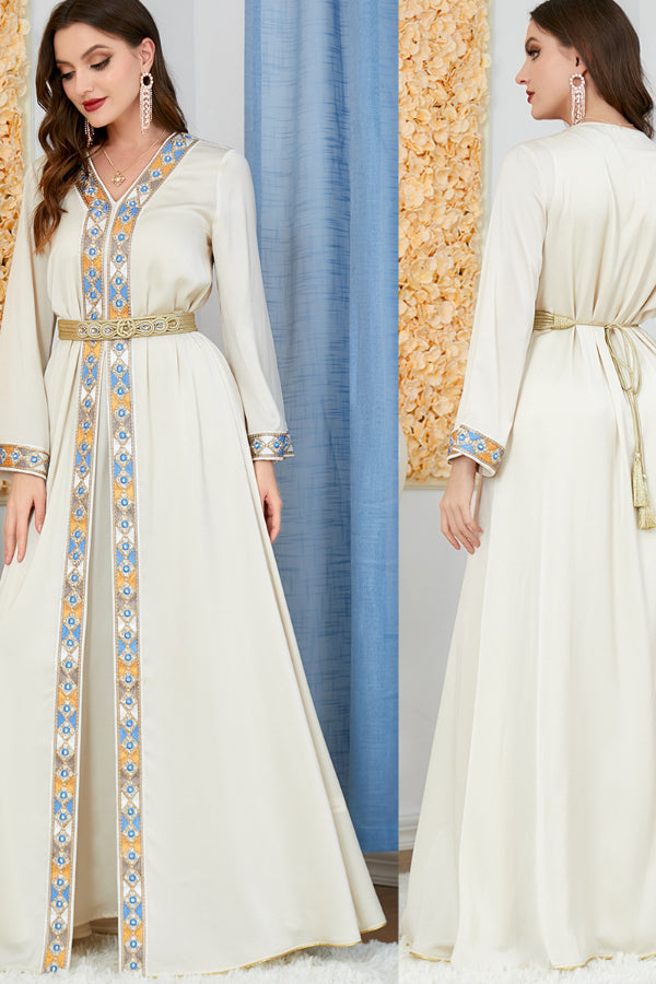 Slit V-Neck Two-Piece Dress