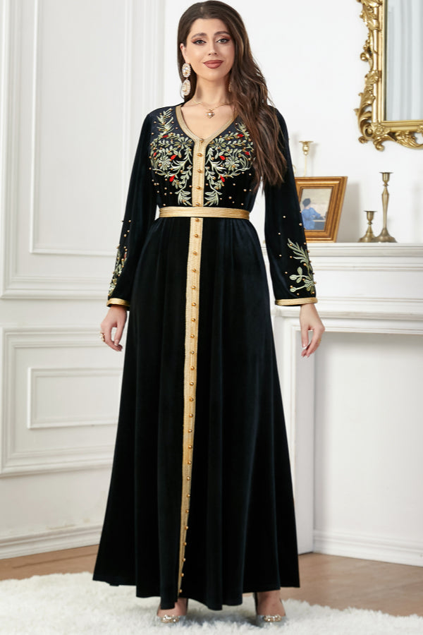 Velvet Beaded Embroidered Gown