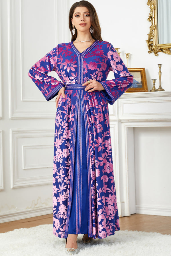 Velvet Printed Two-Piece Dress