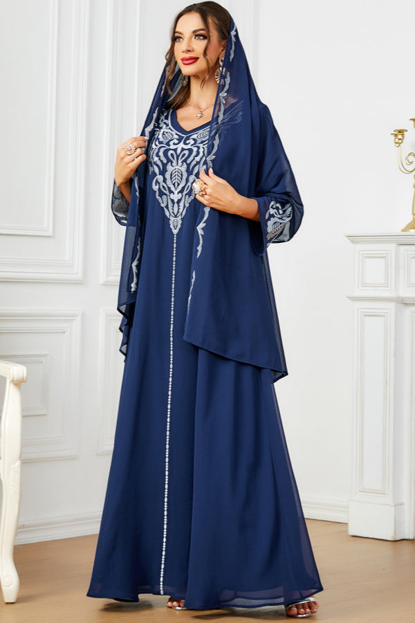 Embroidered Abaya With Hijab