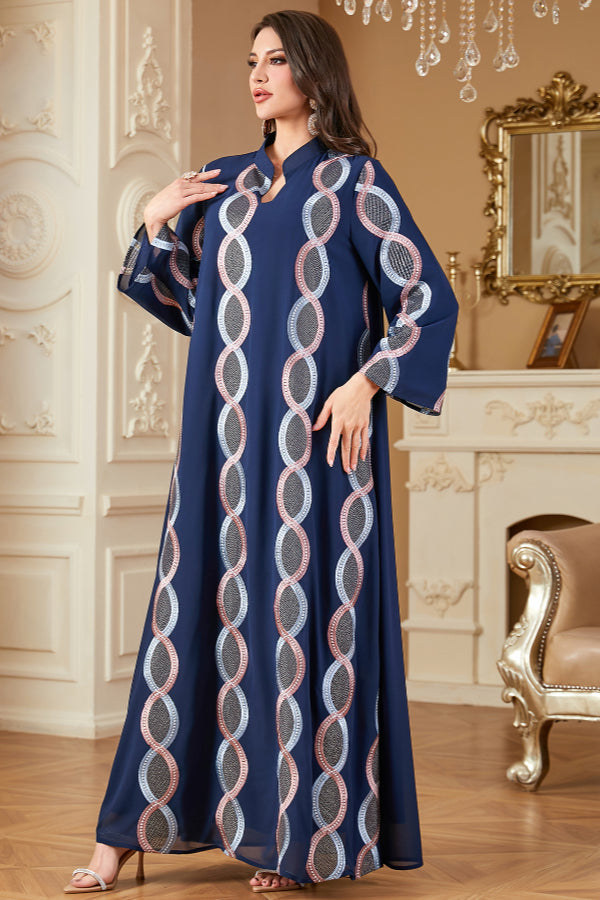 Embroidered Maxi Abaya Dress