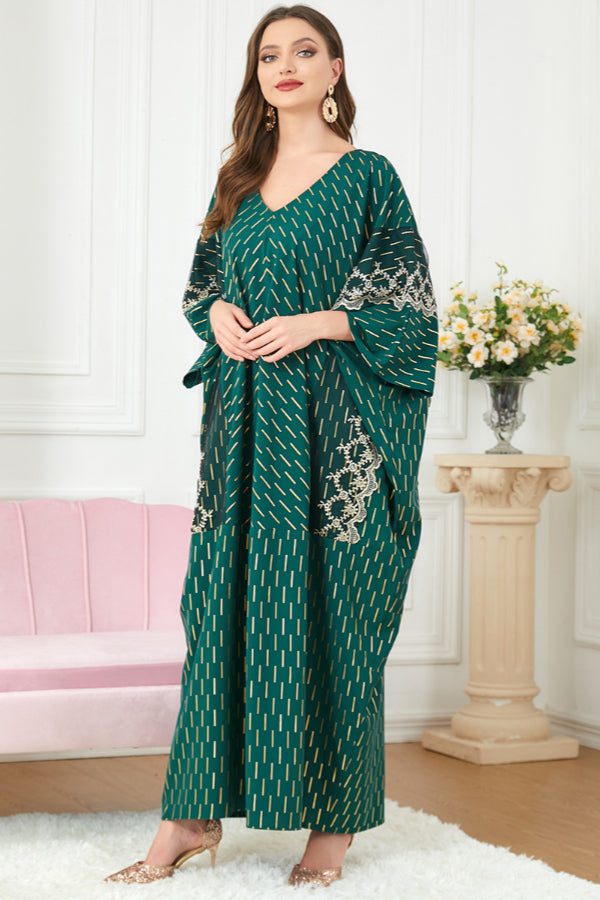 Foil Lace Embroidered Abaya