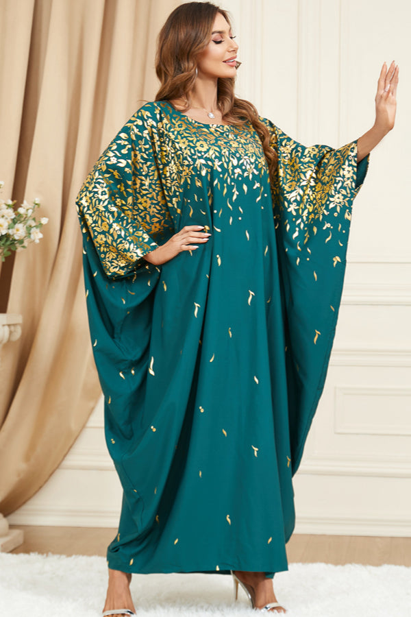 Green Foil Batwing Dress