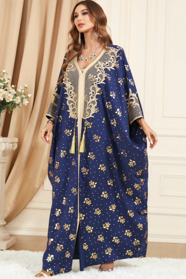 Patchwork Batwing Tassel Dress