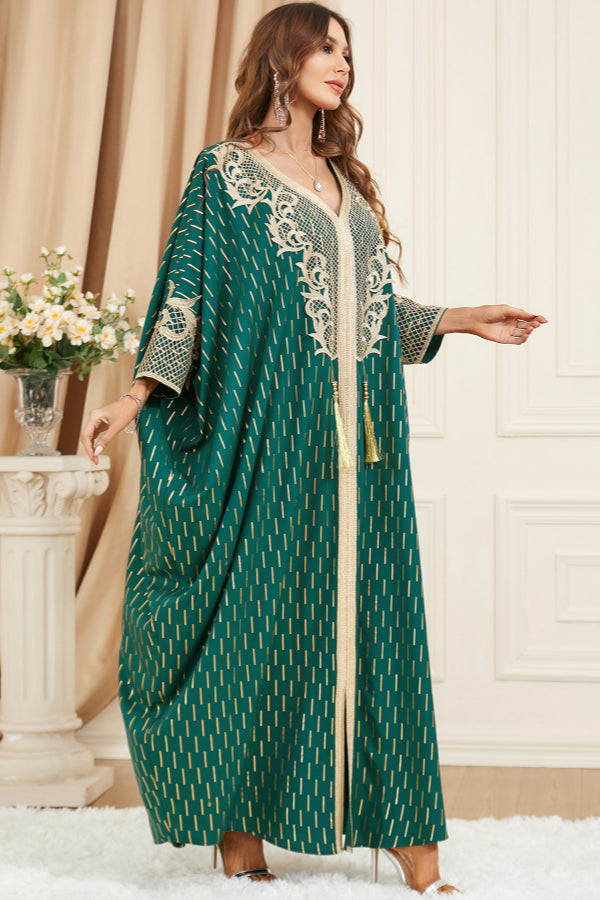 Green Foil Batwing Dress