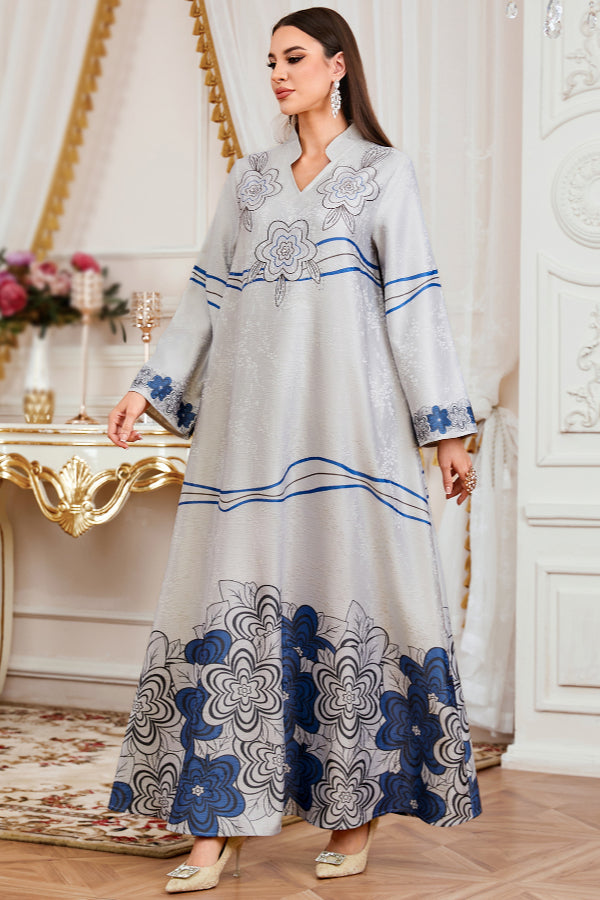Rhinestone Print Abaya Dress
