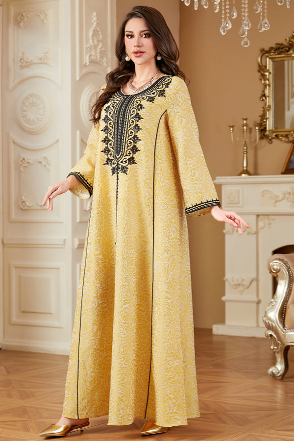 Jacquard Embroidered Abaya Dress