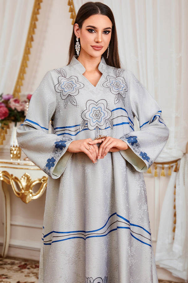 Rhinestone Print Abaya Dress