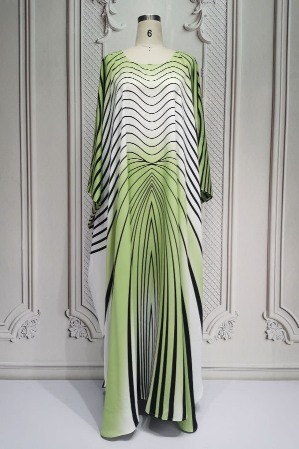 Printed Batwing Abaya Dress