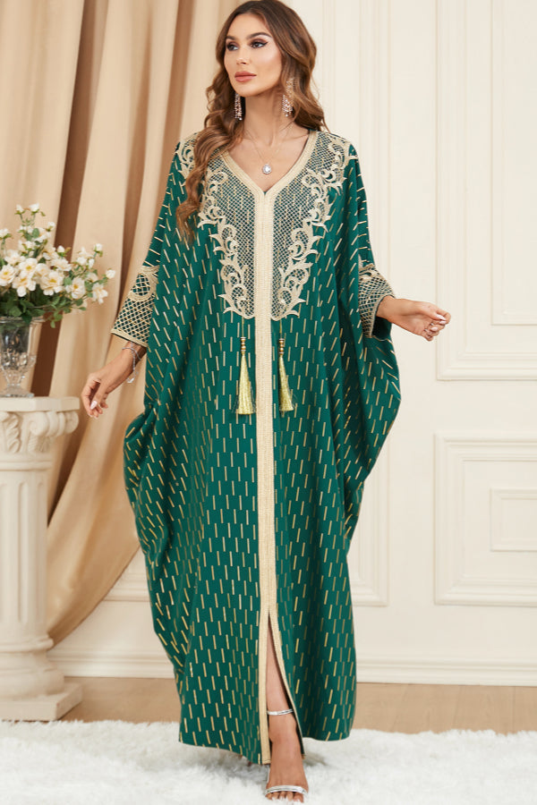 Green Foil Batwing Dress